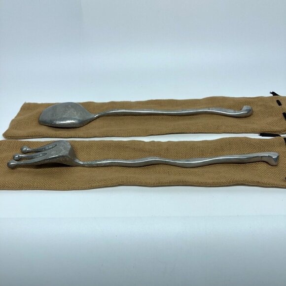 Aluminum Fork And Spoon Set For Salad Mixing 12 1 /2" Long - Picture 6 of 6